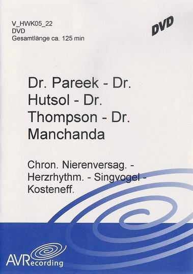 Homeopathy in chronical renal failure (CRF) / The caged birds sings. Prospective case series of 18 routine referrals to Bristol Hospital (engl.) / Homeopathy in cardiac arrhythmia (engl.) / Cost effectiveness and efficacy of homeopathy in Delhi (DVD)